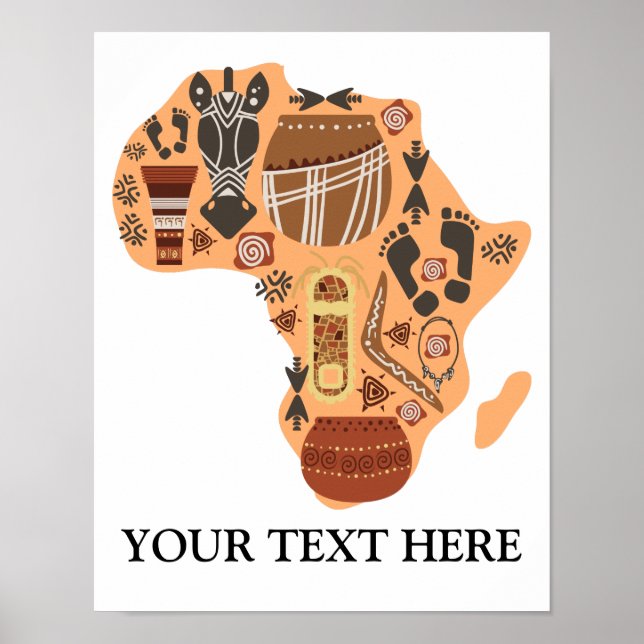 Map of Africa with African Culture Heritage Poster (Front)
