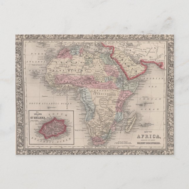 Map of Africa with St Helena Postcard (Front)