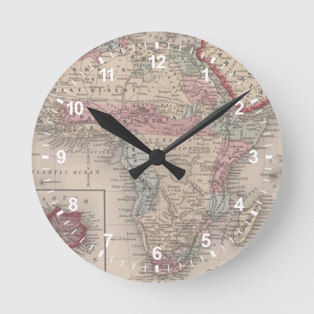 Map of Africa with St Helena Round Clock (Front)