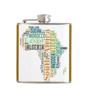 Map of Africa Word Art Flask