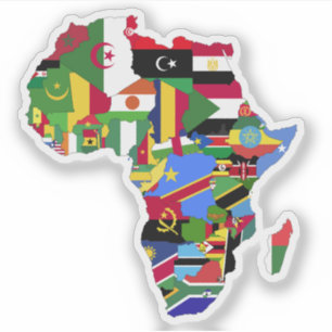 Map of African Continent with Flags