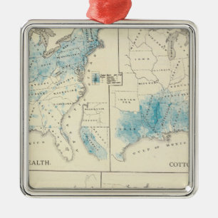 Map of Agriculture and wealth by colours Metal Tree Decoration