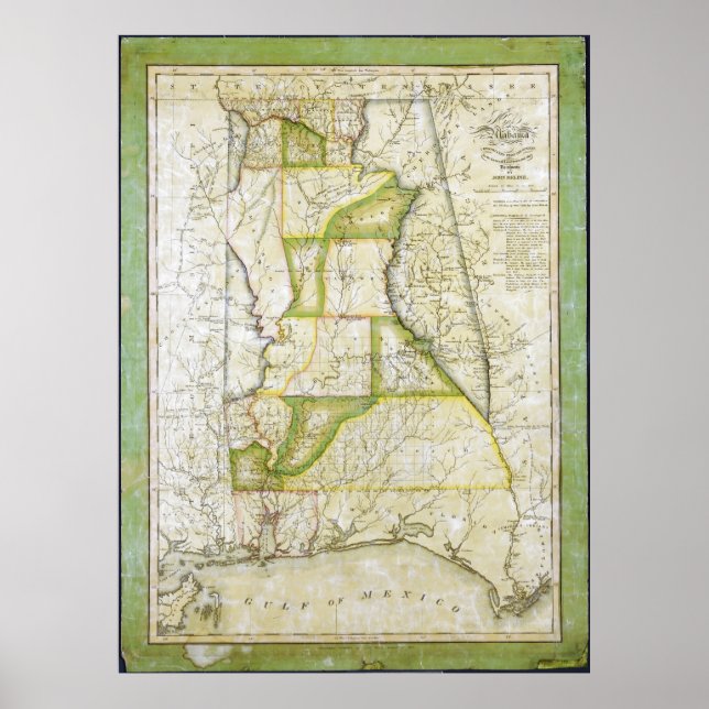 Map of Alabama by John Melish (circa 1818-1820) Poster (Front)