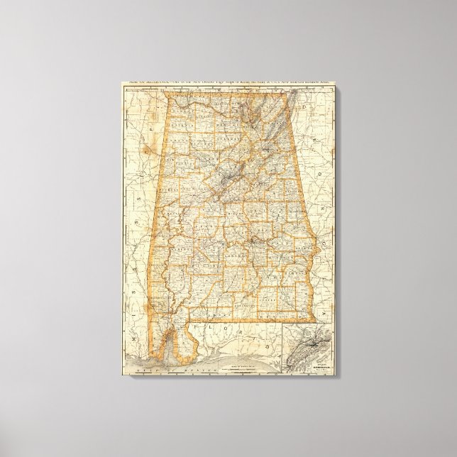 Map of Alabama Canvas Print (Front)