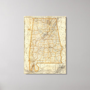 Map of Alabama Canvas Print