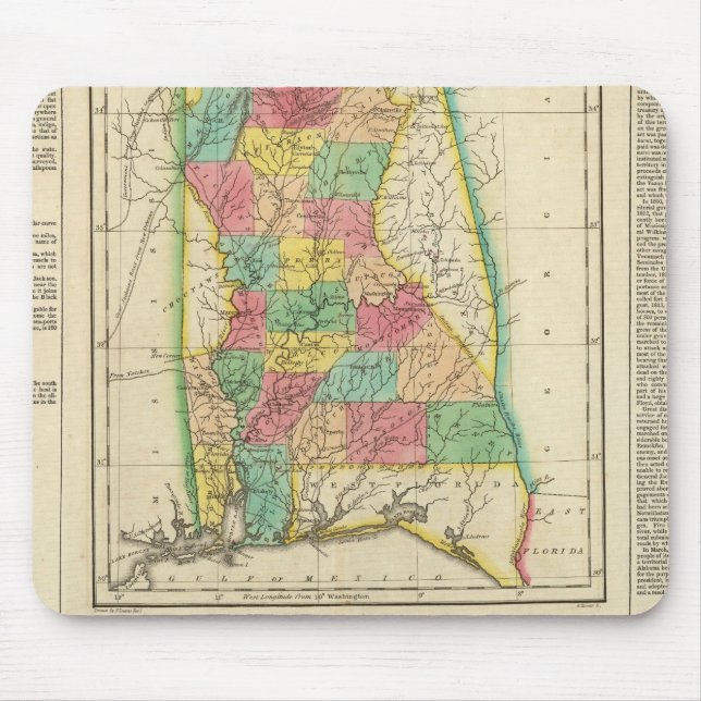 Map Of Alabama Mouse Mat (Front)