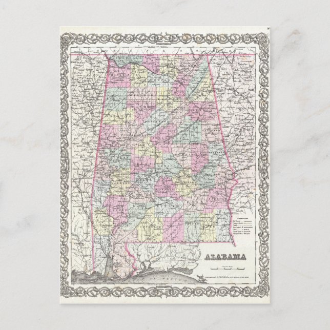Map of Alabama Postcard (Front)