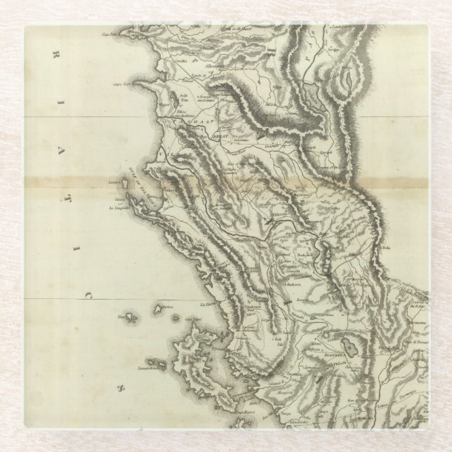 Map of Albania Glass Coaster (Front)
