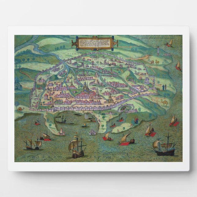 Map of Alexandria, from 'Civitates Orbis Terrarum' Plaque (Front)