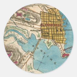 Map of Alexandria VA and Neighbour Cities Classic Round Sticker