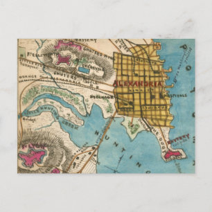 Map of Alexandria VA and Neighbour Cities Postcard