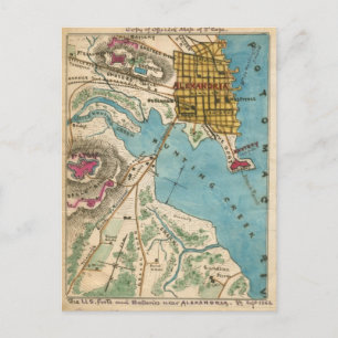 Map of Alexandria VA and Neighbour Cities Postcard