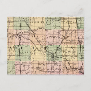 Map of Allegan County, Michigan Postcard