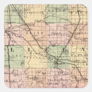 Map of Allegan County, Michigan Square Sticker