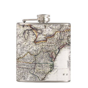 MAP OF AMERICA, 1809 HIP FLASK