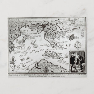 Map of America and directions to China Postcard