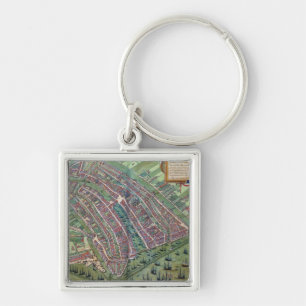 Map of Amsterdam, from 'Civitates Orbis Terrarum' Key Ring
