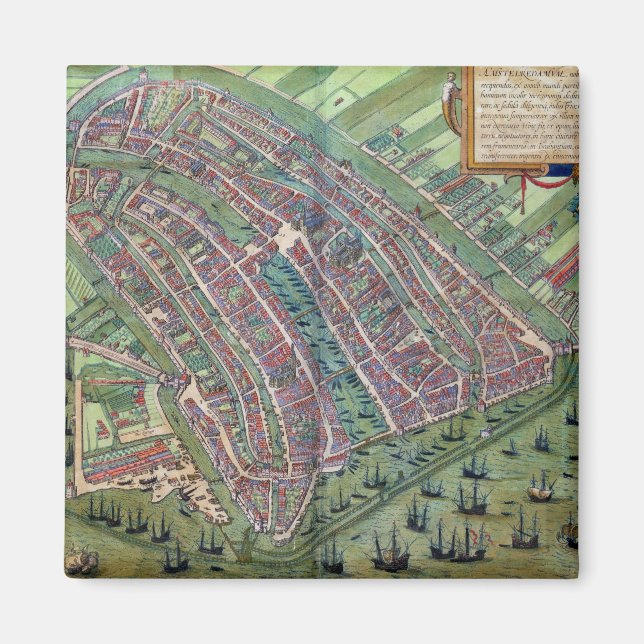 Map of Amsterdam, from 'Civitates Orbis Terrarum' Magnet (Front)