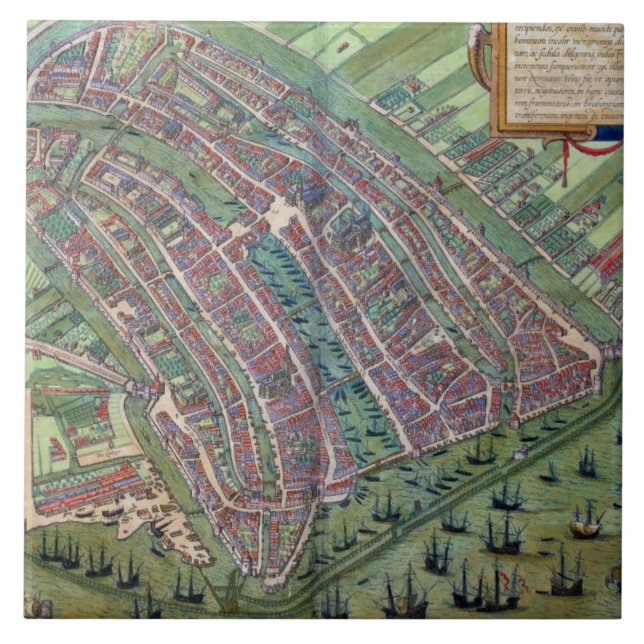 Map of Amsterdam, from 'Civitates Orbis Terrarum' Tile (Front)