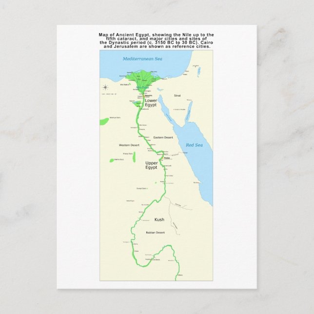 Map of Ancient Egypt Dynastic Period Postcard (Front)