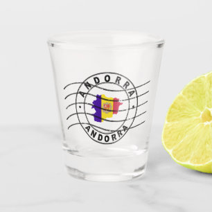 Map of Andorra, Postal Passport Stamp Shot Glass