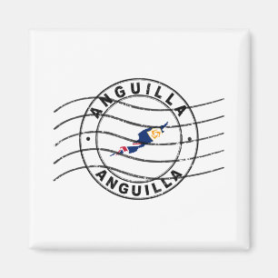 Map of Anguilla, Postal Passport Stamp Magnet