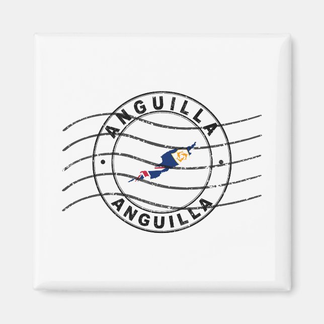 Map of Anguilla, Postal Passport Stamp Magnet (Front)