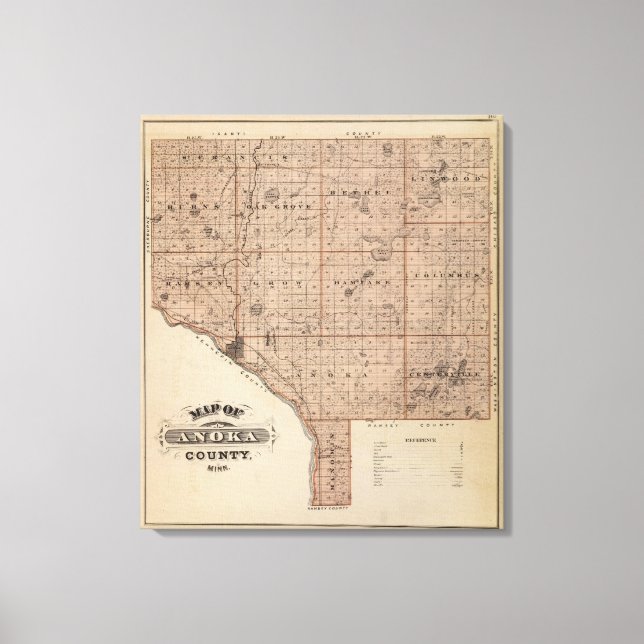 Map of Anoka County, Minnesota Canvas Print (Front)