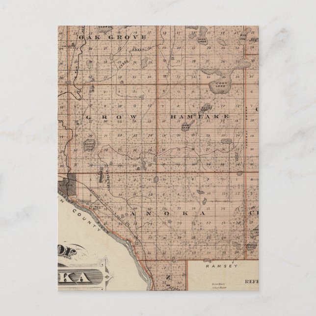 Map of Anoka County, Minnesota Postcard (Front)