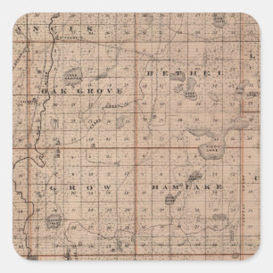 Map of Anoka County, Minnesota Square Sticker