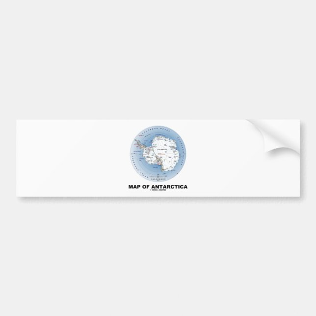 Map Of Antarctica (Geography) Bumper Sticker (Front)
