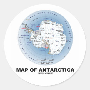 Map Of Antarctica (Geography) Classic Round Sticker