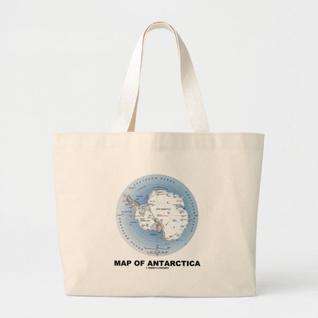 Map Of Antarctica (Geography) Large Tote Bag (Front)