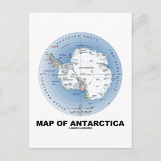 Map Of Antarctica (Geography) Postcard
