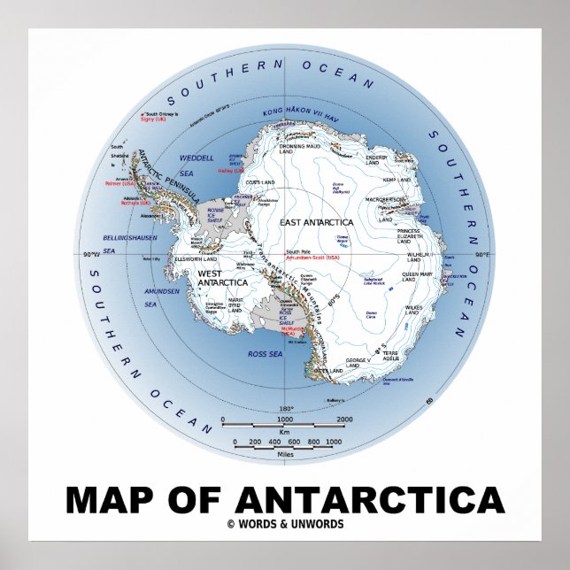 Map Of Antarctica Geography Poster (Front)