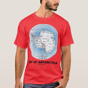 Map Of Antarctica Southern Continent Geography  T-Shirt