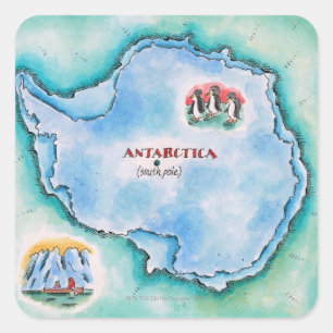 Map of Antarctica Square Sticker