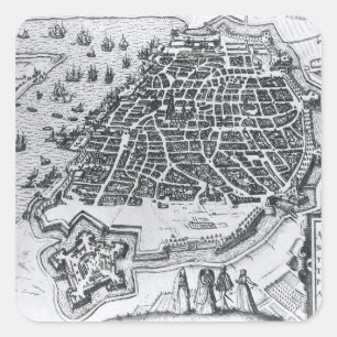 Map of Antwerp, 1598 Square Sticker