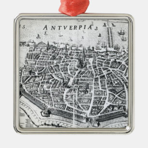 Map of Antwerp Metal Tree Decoration