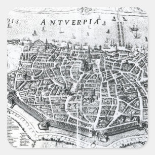 Map of Antwerp Square Sticker