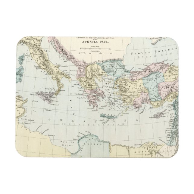 Map of Apostle Paul's Missionary Journeys Magnet (Horizontal)