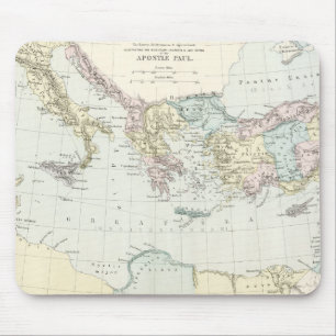 Map of Apostle Paul's Missionary Journeys Mouse Mat