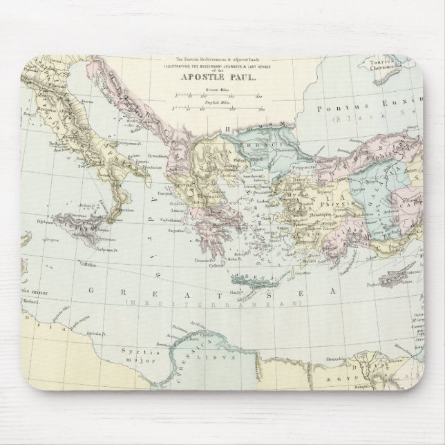 Map of Apostle Paul's Missionary Journeys Mouse Mat (Front)