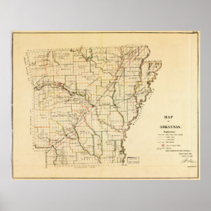 Map of Arkansas (1866) Poster