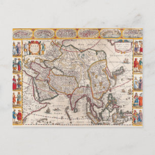 Map of Asia 4 Postcard
