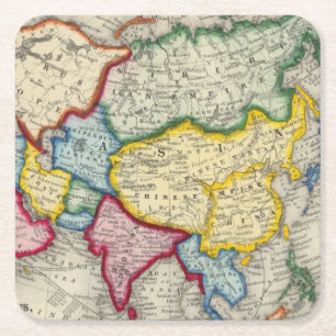 Map Of Asia Square Paper Coaster