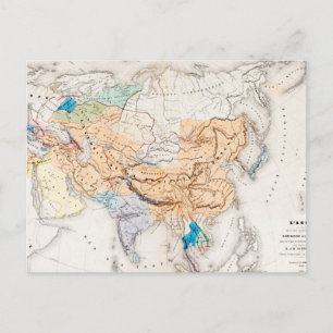 Map of Asia   Time of Kublai Khan Postcard