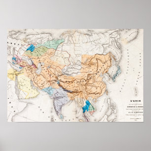 Map of Asia Time of Kublai Khan Poster