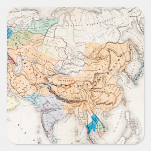 Map of Asia Time of Kublai Khan Square Sticker
