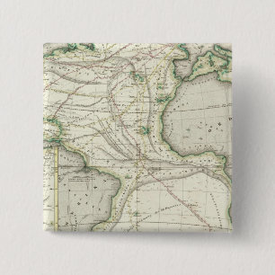 Map of Atlantic Ocean 15 Cm Square Badge